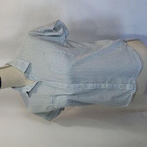 JOES JEANS Vertical Stripe Short Sleeve Button Down Cotton Lyocell Shirt Collar